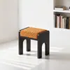 Cadeira de jantar usada em madeira maciça, banquinho de chá para casa, banquinho de restaurante, banquinho baixo pequeno de designer para pousada e hotel, cadeira de mesa de jantar em couro genuíno