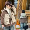 Chaqueta Gruesa con Felpa para Niños Otoño Invierno 2026 Nuevo Estilo Parka de Trabajo a la Moda Ropa de Algodón de Invierno para Bebé Tendencia