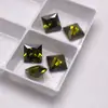 Zircônio Quadrado Verde Oliva Pedra Solta Corte Princesa Brincos de Anel Verdes com Pedras Joias Diamante Quadrado DIY