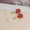 Brincos de estilo francês para mulheres outono e inverno de alta qualidade luz luxo camélia brincos de nicho design all-match brincos para mulheres N1034