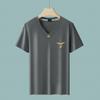 2025 Verão Novo Grande Decote Em V Masculino Manga Curta T-shirt Meia-idade Top Base T-shirt Slim-fit Advanced Atacado Roupas