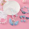 Set de Collar de Sirena para Niños Niñas Concha Pulsera para Niña Joyería de Princesa Bebé Lindo Clip para Oreja Anillo