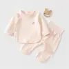 Conjunto de algodón de grado A para bebé para primavera y otoño, diseño sin costuras, conjunto de dos piezas para lactantes y niños pequeños, prenda interior ajustada para niños