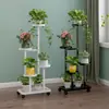 Soporte para Flores para Sala de Estar, Estante Móvil para Flores de Piso, Soporte de Exhibición de Macetas de Flores de Hierro Artístico para Balcón de Múltiples Capas