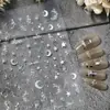 Brilhantes Adesivos de Unha de Estrela e Lua Dourados e Prateados com Base Adesiva Plana, Versáteis Adesivos de Arte de Unha DIY de Estrela e Lua, Acessórios Estilo Dh