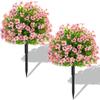 Punto Violeta Eucalipto Árbol Simulado Inserto Primavera y Verano Decoración de Patio Exterior Hogar Planta Verde Bolas de Flores Falsas