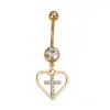 Piercing de ombligo de acero inoxidable 316L europeo y americano transfronterizo con circón dorado, colgante con gota de aceite