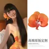 Pinza para el Cabello de Flor de Orquídea Mariposa Morada Súper de Hada para Mujer, Pinza para Flequillo Lateral, Pinza de Accesorio para el Cabello, Sesión de Fotos con Ambiente de Playa