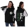 Sudadera con capucha forrada de forro polar anime anime anime moda transfronteriza suelta para hombre y mujer suéter de combinación de colores entrega de una sola pieza
