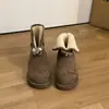 Botas de Nieve de Estilo Coreano de Hebilla Metálica Perezosa de Doble Uso Otoño/Invierno con Felpa Gruesa para Aumentar la Altura, Botas Cortas Cálidas para el Viaje Diario con Suela Gruesa