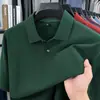 Camisa Polo de Algodón Piqué Fina y Transpirable para Hombre en Verano para Papás de Mediana Edad, Camiseta de Manga Corta de Color Sólido con Cuello Campana para Negocios Casual