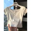 Comercio exterior transfronterizo al por mayor verano algodón puro 32 camiseta de manga corta para mujer nicho ajustada corta expuesta ombligo top de manga corta