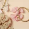 Comercio Exterior Transfronterizo Nuevos Accesorios para el Cabello de Niños Malla de Encaje para Bebé Lazo Tridimensional Diadema Fina Elástica de Nylon