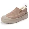 Botas de neve grossas de inverno para homens, estilo slip-on, forradas com fleece, extra-grossas, sapatos de algodão quentes, estilo retrô, botas de algodão plus size para homens