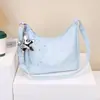 Bolsa de Lona Simple Literaria Estilo Coreano para Mujer Verano Gran Capacidad Bolso Cruzado de Lunares Bolso de Hombro Texturizado para el Trabajo