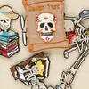Etiqueta de Bordado por Computadora Lixin Calavera Divertida Leyendo Parche de Bordado DIY Parche para Ropa Accesorios Parche Termoadhesivo Parche de Tela