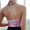 Verano Nuevo Moda Femenina Transfronteriza Estilo Europeo y Americano Corte Láser Cuello Halter Ajustado Color Sólido Camisola Pg2852