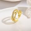 Anillo Abierto de Moda con Personalidad Retro Artística para Mujer Viento Frío X Cobre Chapado en Oro de 18k Anillo Ajustable para Adelgazar