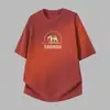 Camiseta de Algodón Puro Pesado 260g para Hombre de Manga Corta Verano Estampado de Elefante de Dibujos Animados Cuello Redondo Top Camiseta Base de Algodón