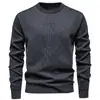 Comercio Exterior 2024 Nuevo Suéter para Hombre Otoño e Invierno Forro Polar Camisa de Punto Cuello Redondo Jersey Suéter para Jóvenes y de Mediana Edad Camisa Base