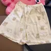 Nuevo pijama de moda para mujer con cuello de muñeca de Rilakkuma, conjunto de verano de manga corta y shorts con ribete de encaje, ropa de estar para niñas