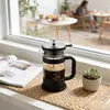 Cafetera de Prensa Francesa de Acero Inoxidable 304 con 4 Filtros, Resistente al Calor, Duradera, Fácil de Limpiar, Prensa de Café de Vidrio de Borosilicato, Tetera 100% Libre de BPA, Sello, Negro