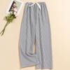Calças listradas femininas de verão, novas calças de bolhas, calças de emagrecimento para casa, cintura alta, plus size, calças compridas soltas
