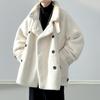 Chaqueta acolchada de algodón y lana de cordero para hombre, estilo americano, vintage, de invierno, gruesa y acolchada de algodón, con forro polar, de marca moderna.
