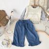 Calças Jeans Tencel de Perna Larga para Bebê Menina Primavera e Verão Cross-Border ins Calças Jeans Anti-Mosquito Folha de Lótus para Menina