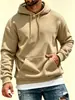 Moletom Masculino Atacado Transfronteiriço Casual Plus Veludo Quente Solto Cor Sólida Outono Estilo Americano Manga Longa Com Capuz Moletom Masculino