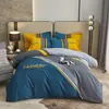 Conjunto de cama de quatro peças de algodão integral, tamanho grande, escovado, qualidade A, para outono e inverno, conjunto de cama espesso de algodão puro, conjunto de três peças de desenho animado