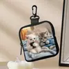 Cartera Monedero para Teléfono Móvil con Forma de Gato, Bolsa de Almacenamiento Impermeable de Cuero Artificial con Cremallera, Estuche Multifuncional Mini para Auriculares