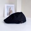 Gorra Adelante de Algodón y Lino Estilo Japonés Simple y Elegante para Mujer, Nueva Boina Versátil de Protección Solar Vintage Otoñal
