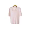 Top de tricô de lã vintage com torção, manga curta, polo, para mulheres, outono, de alta qualidade, único e requintado, top curto