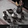 Juego Completo de Tetera de Arcilla Púrpura Kung Fu con Tetera, Gaiwan, Tazas de Té, Porcelana Oro Negro, Bandeja de Té de Doble Propósito, Juego Pequeño para Uso en Casa