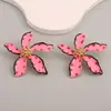 Europa y Estados Unidos nueva moda personalidad temperamento creativo transfronterizo pendientes de flor de aceite pendientes exagerados de punto de onda de aleación para mujeres