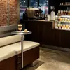 Mesa Redonda Moderna de Acero Inoxidable Montada en la Pared para Cafeterías y Tiendas de Té con Leche, Mesa Redonda Pequeña Contra la Pared, Mesa de Ocio Montada en la Pared, Mesa Pequeña de Comedor que No Ocupa Espacio