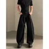 Linyiluck/Pantalones Negros de Acero Limpio de Gama Alta Americana para Hombre, Holgados, Casuales, de Pierna Ancha, tipo Hoz