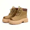 Botas Martin de suela gruesa para mujer, nueva colección primavera/otoño 2026, botas de trabajo para exteriores estilo británico, botines con forro de polar, botas amarillas que aumentan la altura