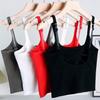 Camisola de algodón puro con espalda cruzada y copa fija para mujer, ropa interior con tirantes ajustables para el hombro, top corto sexy a la moda para chica