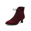 Botines de mujer con cordones, de tacón medio, a cuadros, talla grande, comercio exterior, 7001