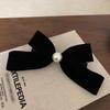 Coreia do Sul novo retro elegante veludo preto arco de pérola elegante clipe de mola de volta hairpin hairpin