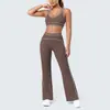 Nuevo conjunto deportivo de yoga a bloques de color estilo europeo y americano, suelto casual de cintura alta para correr al aire libre y fitness