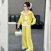 Elegante Conjunto de Dos Piezas para Niñas para Otoño: Cárdigan con Capucha, Volante de Encaje y Pantalones de Chándal de Pierna Ancha