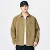 Camisa de cuadros de manga larga para hombre, cuello camisero, corte holgado, color liso, estilo casual retro japonés, nueva tendencia para primavera y otoño 2026