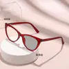 Gafas Planas Fotocromáticas Marco Negro Estilo Ojo de Gato Patas de Resorte Europeas y Americanas Ultraligeras Para Chica Popular Liso Antiluz Azul Gafas para Miopía
