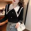Nuevos Tops Transfronterizos, Cuello de Muñeca Estilo Universitario, Ajuste Delgado, Cárdigans de Punto de Manga Larga, Chaquetas de Mujer para Primavera y Otoño