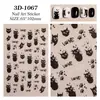 Pegatinas para decoración de uñas gatito y perrito dinámicos pegatinas negras populares 2024 nuevo lindo caricatura diversión infantil pegatinas de graffiti