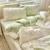 Juego fresco y sencillo de cuatro piezas 100% algodón, funda de edredón de algodón puro, sábana, juego de cama para dormitorio de estudiante, juego de tres piezas