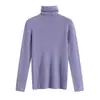 Camisa de Base Tricotada em Cashmere Amiga da Pele com Gola Alta Estilo Coreano para Mulheres, Outono e Inverno, Top Tricotado Sem Costura Espessado Moderno e Simples